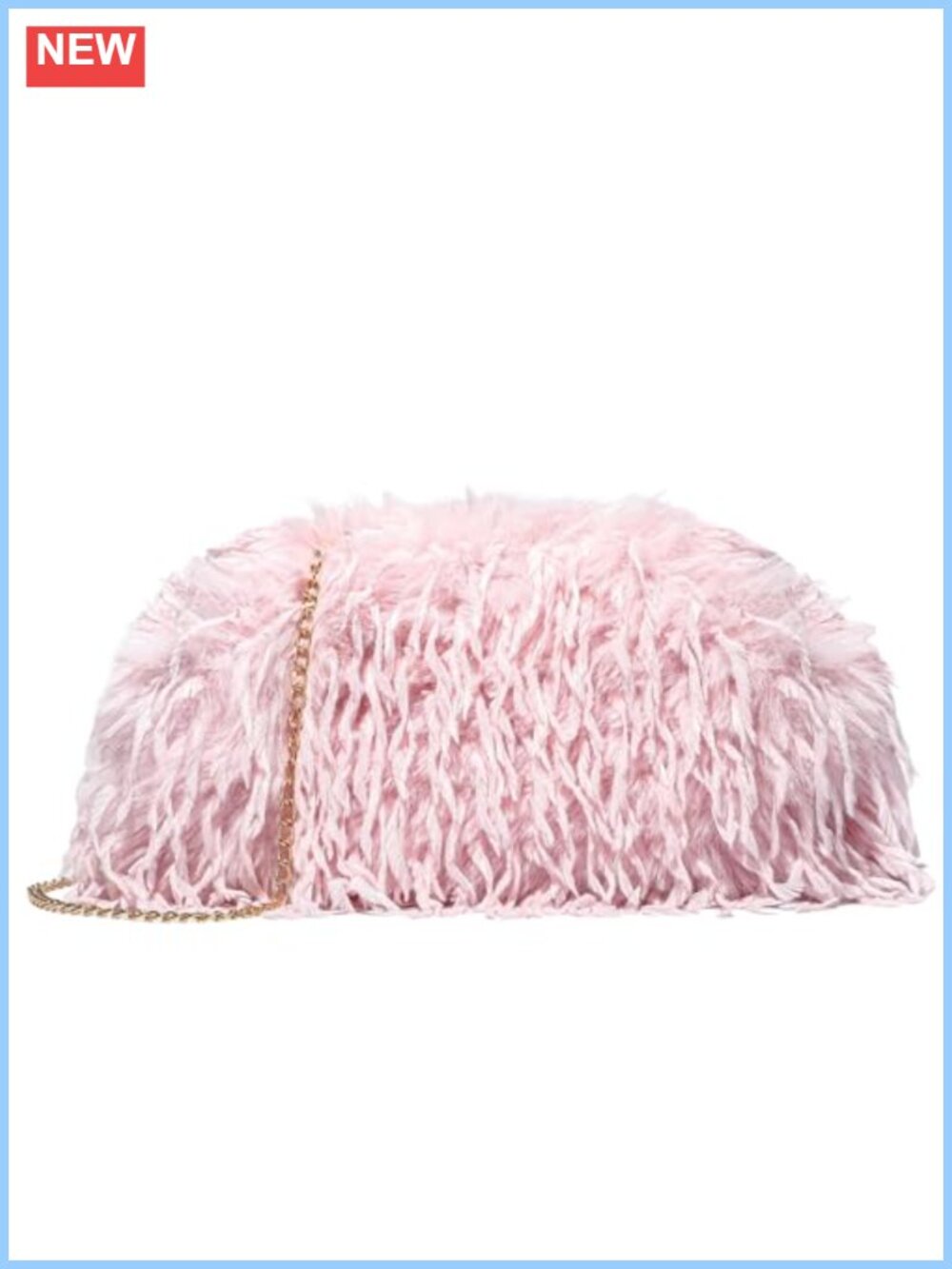 Faux Feather Clutch Evening Bag Detachable Chain Women's Formal Purse